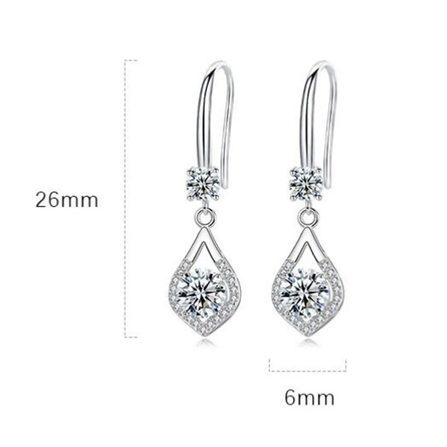New 925 Sterling Silver Luxury Crystal Zircon Earrings Charms for Woman Cute Engagement Wedding Jewelry Gift