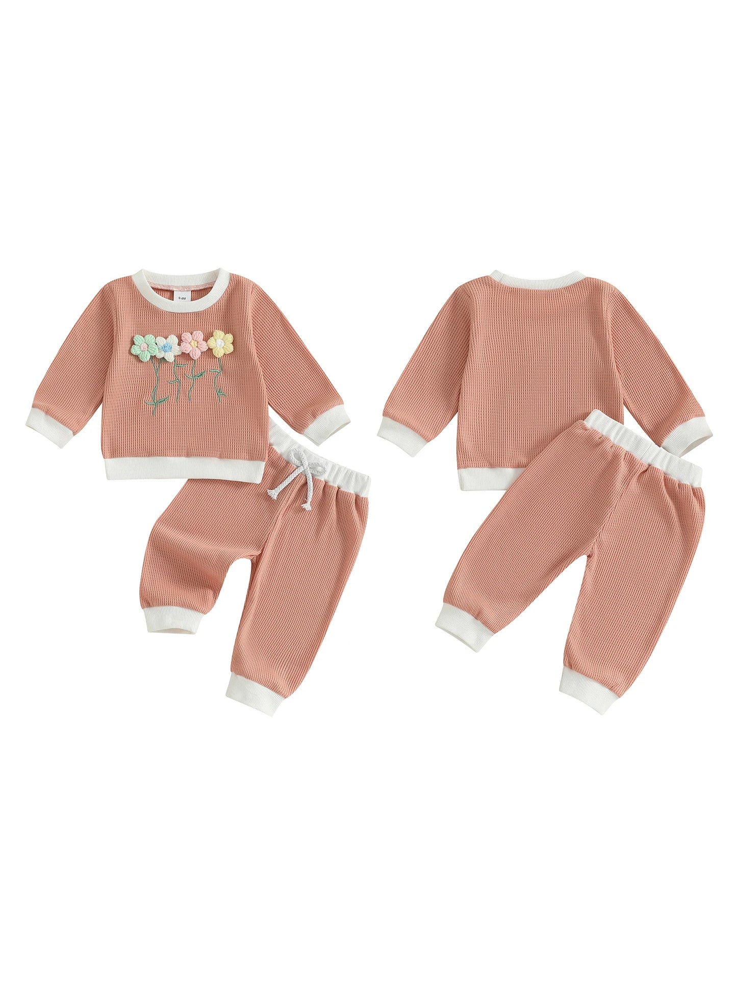 Toddler Girl Winter Outfits 3D Knit Flower Sweater Cozy Elastic Waist Leggings Set for Cold Weather Style