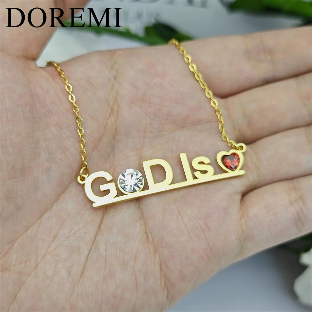 DOREMI Custom Name Blessed Necklace Birthstone Friend Necklace Custom Gift Women Jewelry Girls God Necklace