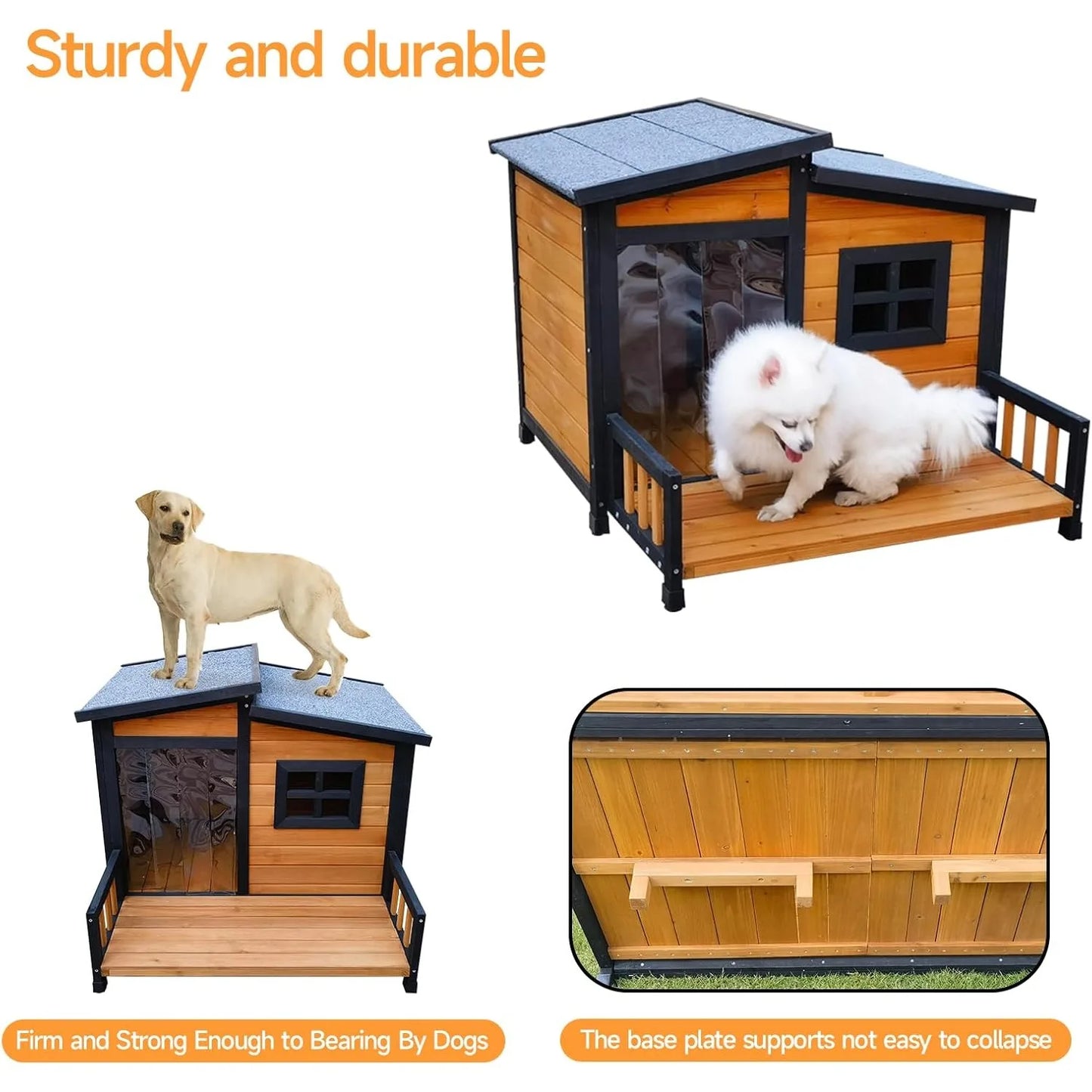 Outdoor Dog House,Wood Warm Pets Home,Insulated Wearproof Outside Shelter  Elevated Floor,Easy to Assemble