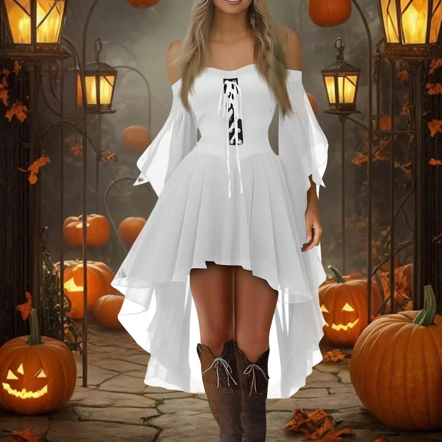 Women Casual Plus Size Cold Shoulder Dress Solid Color Chiffon Butterfly Sleeve Gothic Dress Elegant Women'S Dresses For Party