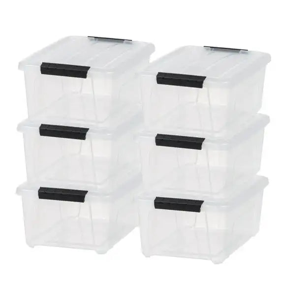 13.5 Qt Plastic Storage Bins With Lids Stackable 6 Pack