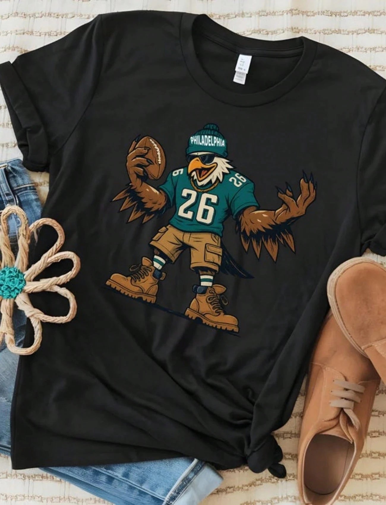 Men T-shirt Philadelphia Eagle Mascot Shirt Cartoon Football Graphic Tee Philly Sports Fan Gift Sporty Eagle Hip Hop Unisex