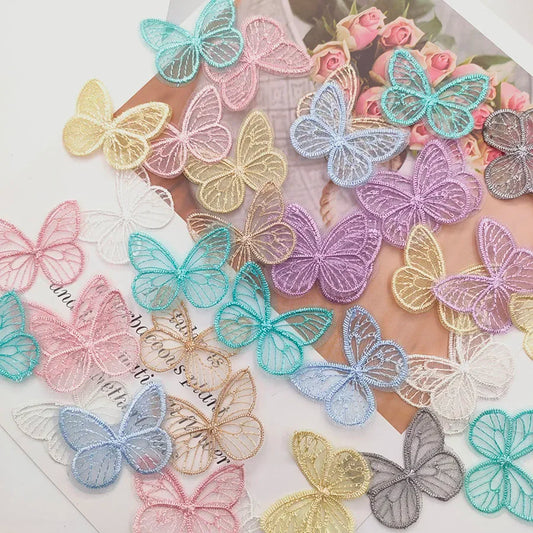 Embroidered mesh butterfly cloth patches Appliques for Clothes Sewing Supplies DIY Hair Clip Accessories