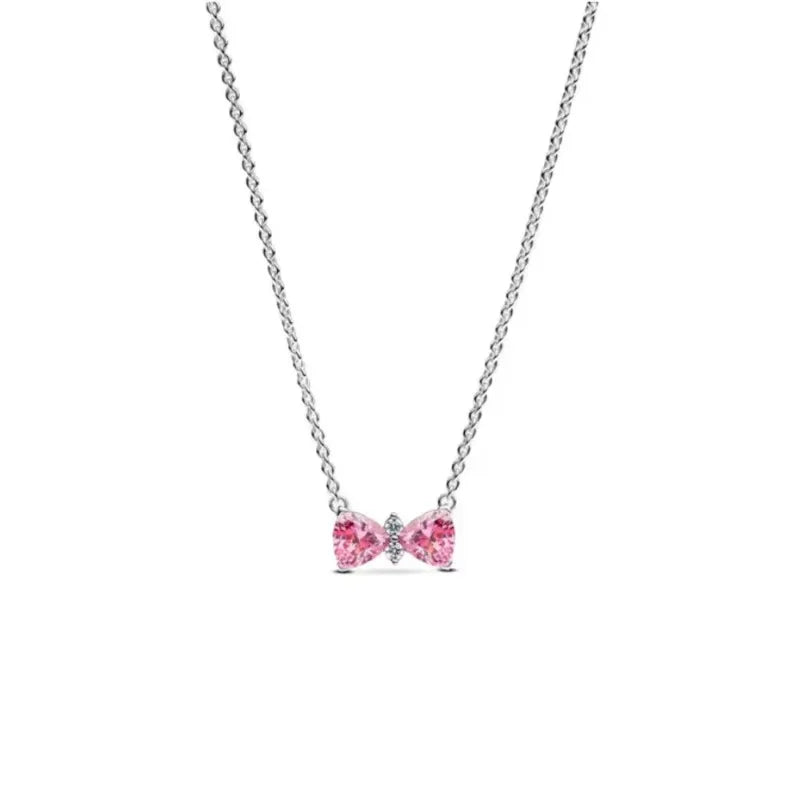 Collar de Plata 925 Nuevo: Corazón + Lazo Cuadrado de Árbol de la Vida – Exquisito Regalo de Joyería de Alta Calidad