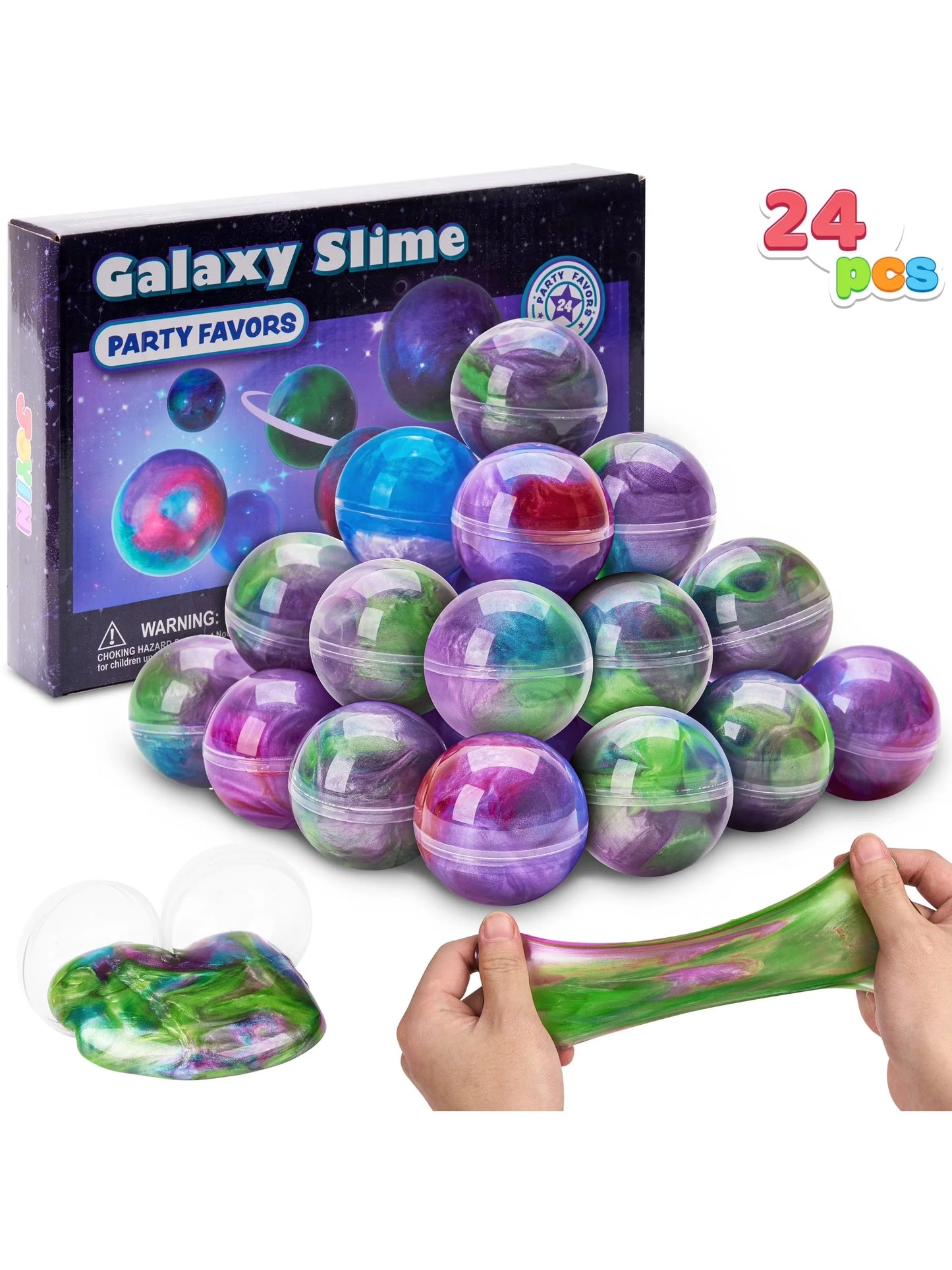 Joyfy 24 Pcs Mini Slime Party Favors Multicolor Galaxy Slime Balls Putty for Kids Stress Relief Treasure Bag Toys Easter Egg