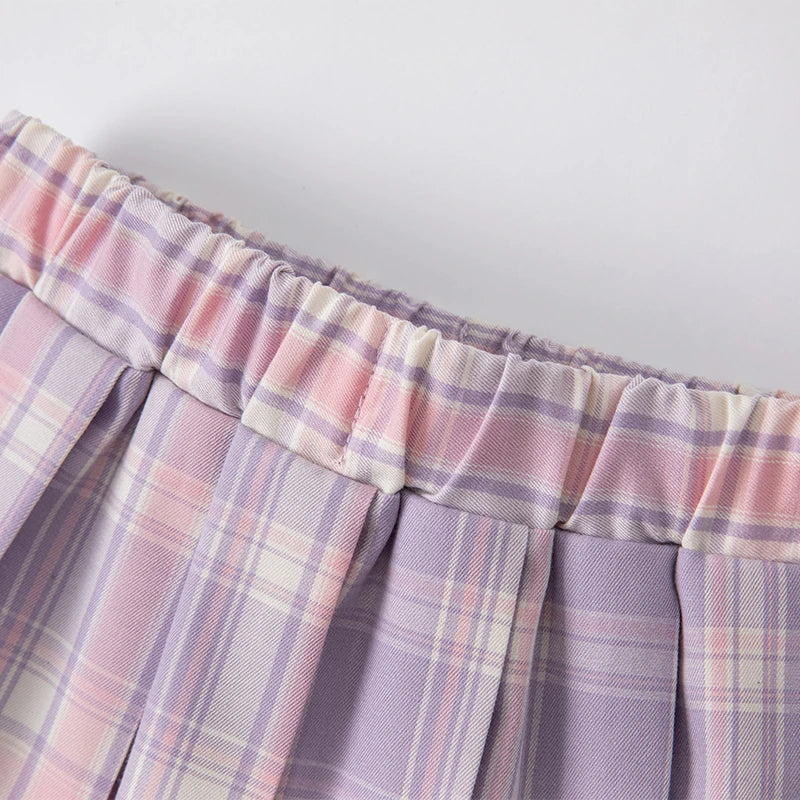 Dave Bella Girls Short Sleeve Blouse Skirt Sets Plaided Sunmmer Clothes Two-Pieces Shirt Skirt Suit Children Clothes DBK2221925