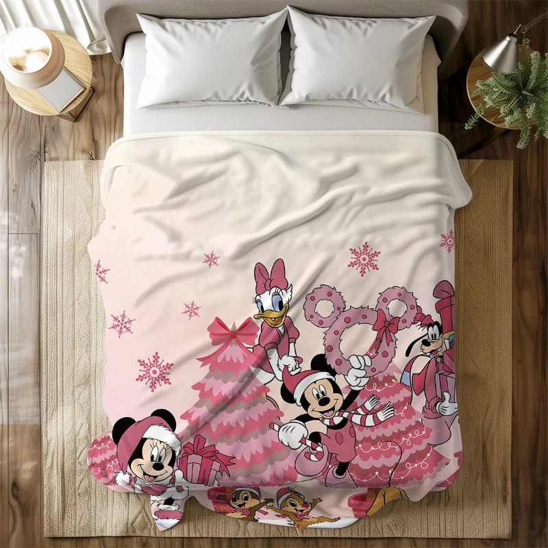 Christmas Mickey Mouse Flannel Blanket Fluffy Cozy Throw Children Adult Nap Blankets  Bedding Blanket for Party Home Decorations