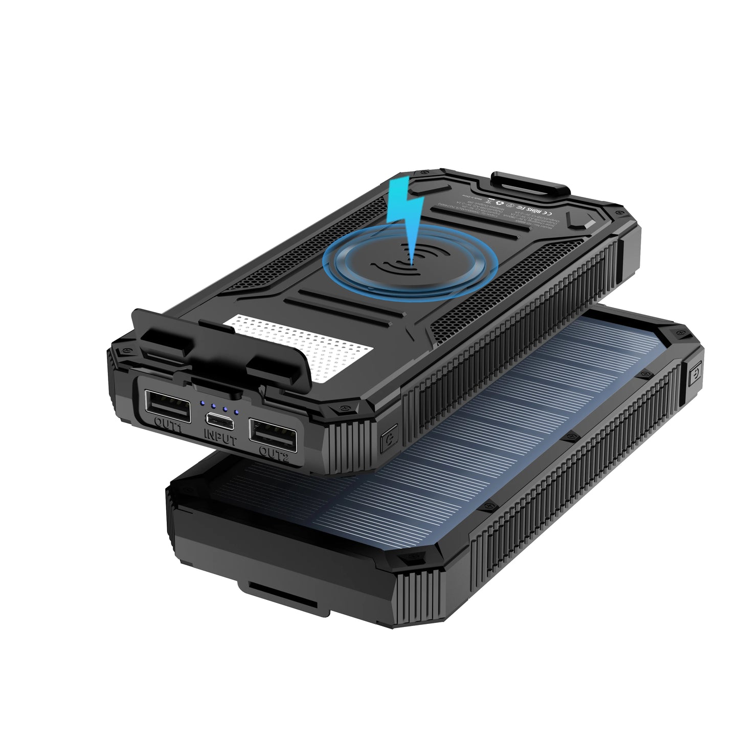 Solar Power Bank Wireless Charger 20,000mAh,Portable Solar Powered USB C Input/Output with Camping Flashlight for Cell Phone