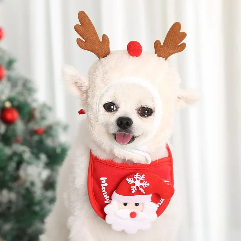 Christmas Pet Cat Dog Hat Santa Small Puppy Xmas Holiday Costume Ornaments Cosplay Props Caps 2025 Christmas Party Pet Supplies