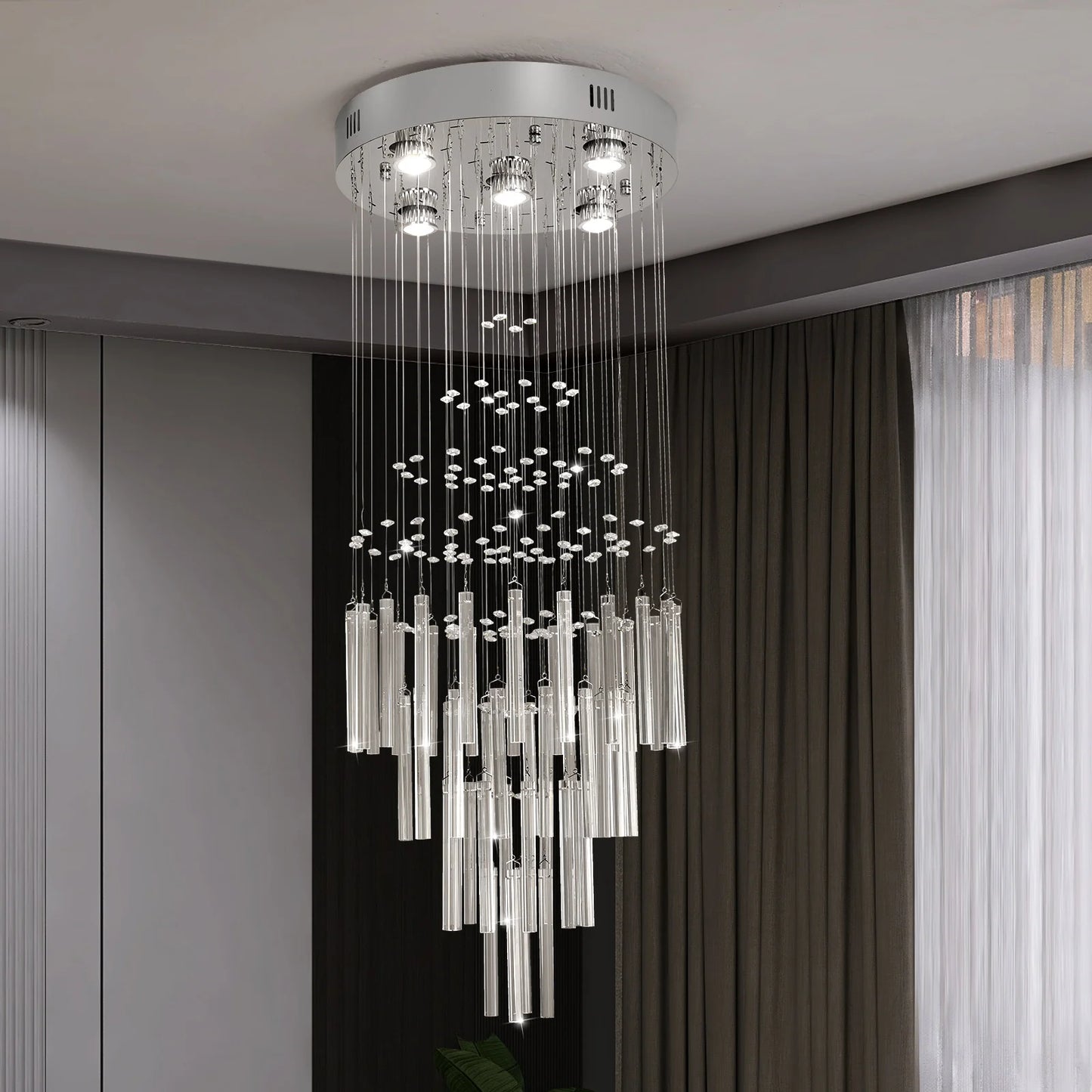 VETRULUS Crystal Ceiling Chandelier Luxury Home Decor Living Room Bedroom  Pendant Lights Lustre Lighting Fixture Ceiling Lamps