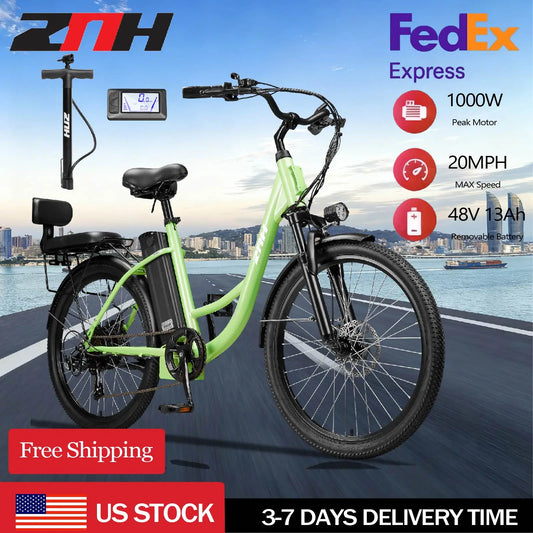 Electric Bicycle for Adults, 750W Motor,48V 13Ah Battery,20MPH 50 Miles Electric Bike,24Inch Tire E-bike