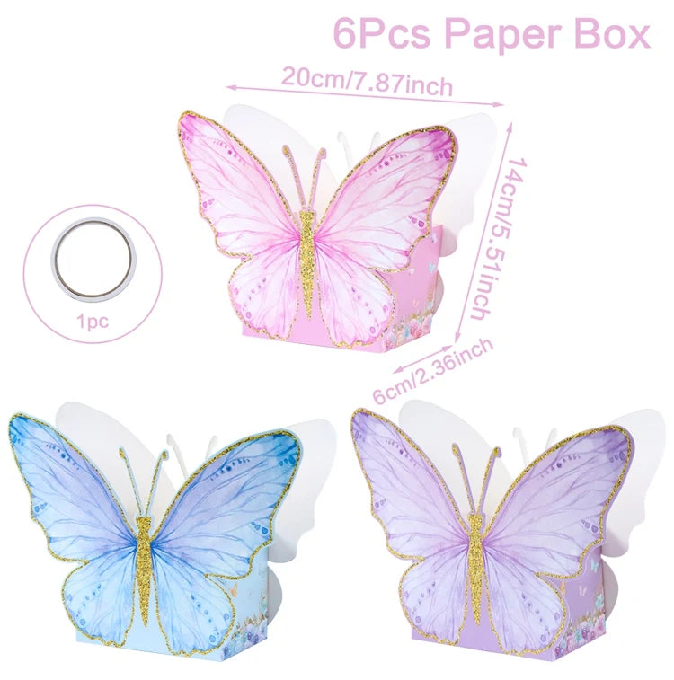 6pcs 20x14cm 3D Simulation Butterfly Birthday Decoration Girl Butterfly Decor Birthday Party Baby Shower Wedding Decoration