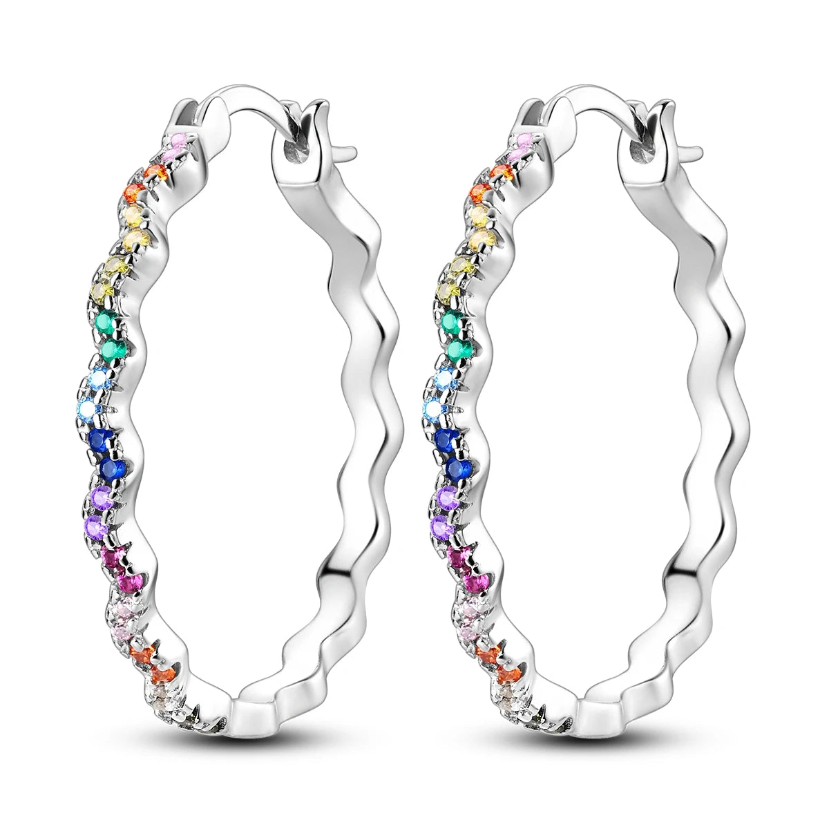925 Sterling Silver Colorful And Minimalist Series Jewelry Fashion Zircon Circle Hoop Earrings For Women Jewelry Exquisite Gifts