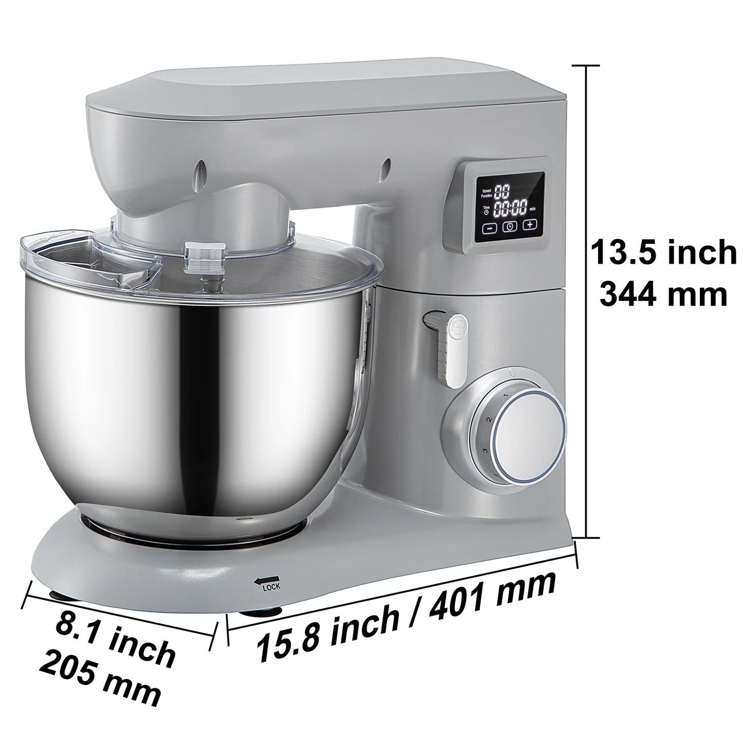 SucceBuy 5 In 1 Stand Mixer 6 Speeds LCD 7.4 Qt Dough Hook