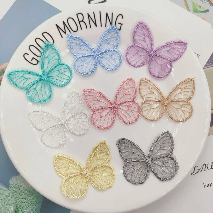 Embroidered mesh butterfly cloth patches Appliques for Clothes Sewing Supplies DIY Hair Clip Accessories