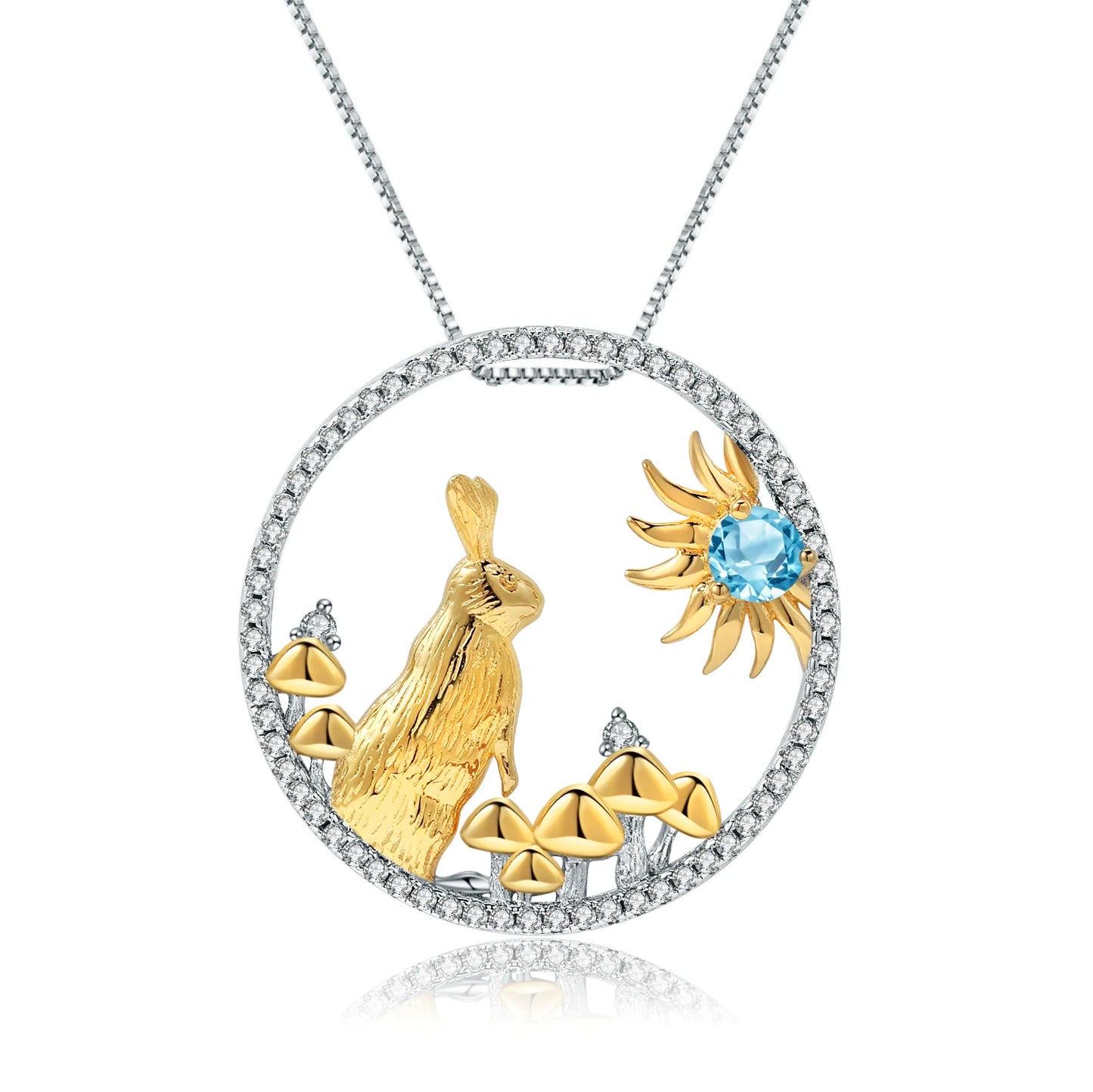 GEM'S BALLET 925 Sterling Silver Natural Swiss Blue Topaz Handmade Dragon Pendant Necklace For Women Chinese Zodiac Jewelry