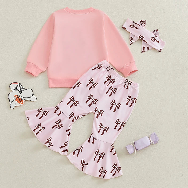 Toddler Girls Winter Set Ruffle Sleeve Sweater with Leggings and Matching Headband Cute Outfit for Cold Weather