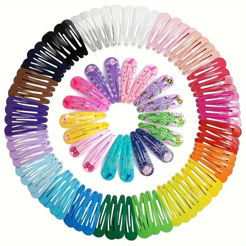 50Pcs Snap Hair Clips Candy Color Glossy 2 Inches No Slip Metal Hair Pins Clips Barrettes Accessories for Baby Girls Toddlers
