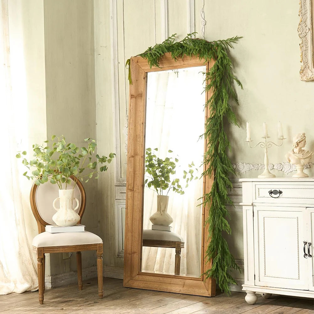 6/9 Ft Christmas Garland Real Touch Artificial Greenery Garland Winter Pine Garland for Table Mantle Wall Indoor Outdoor