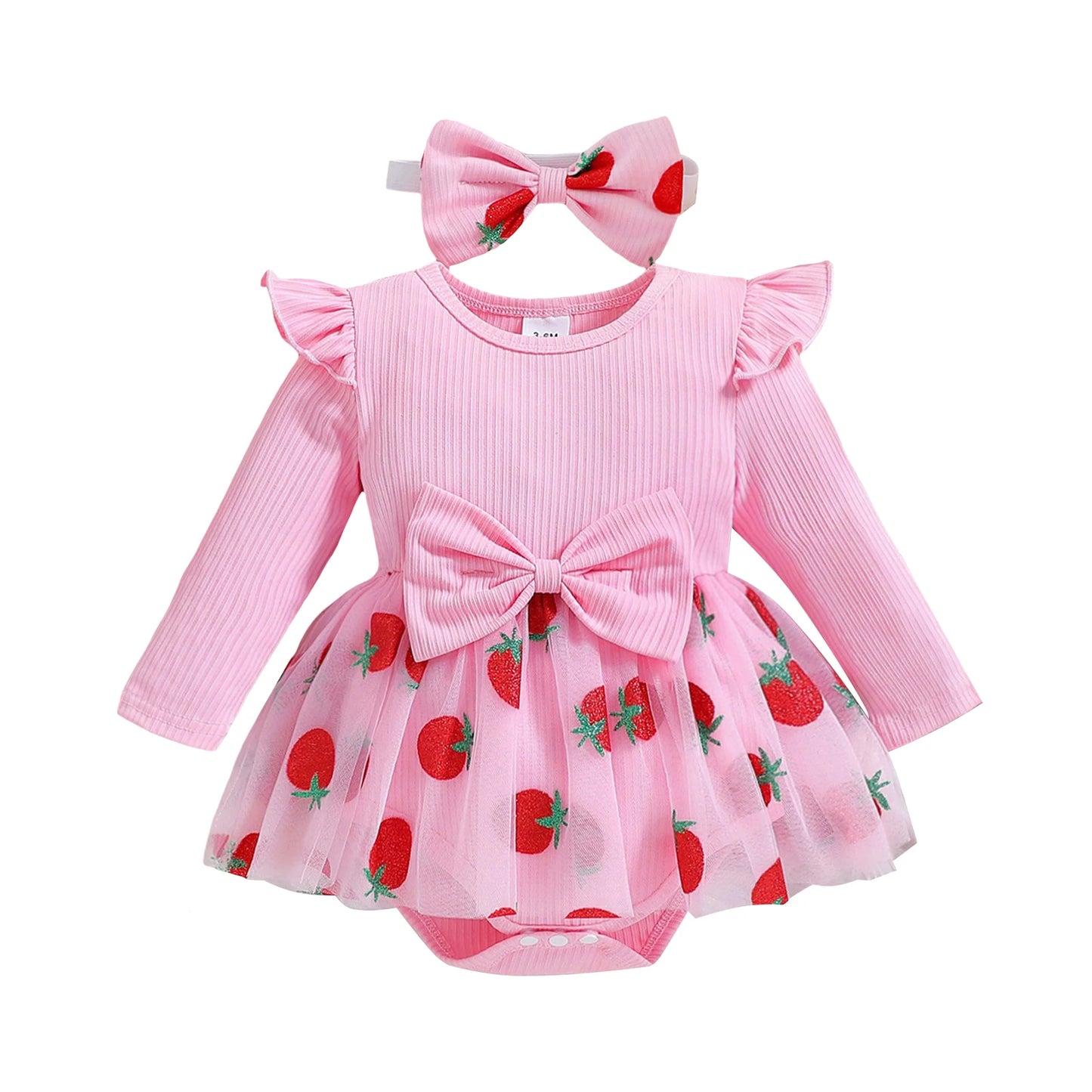 Infant Girls 2-Piece Clothing Set with Ruffle Sleeve Floral Print Romper and Matching Headband Baby Outfit for Newborns