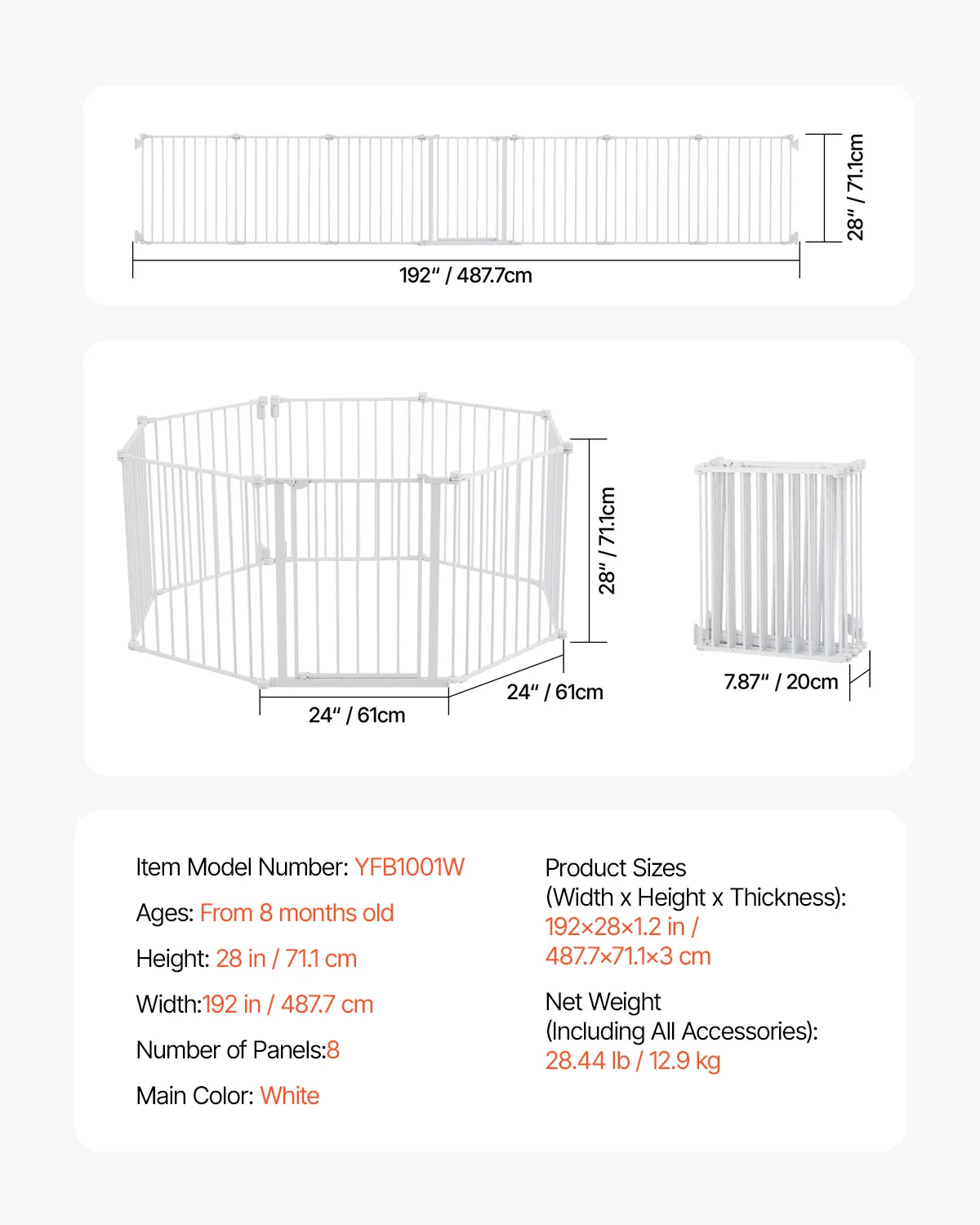 SucceBuy Baby Gate 28 30 36 Inches High Walk Through Gate