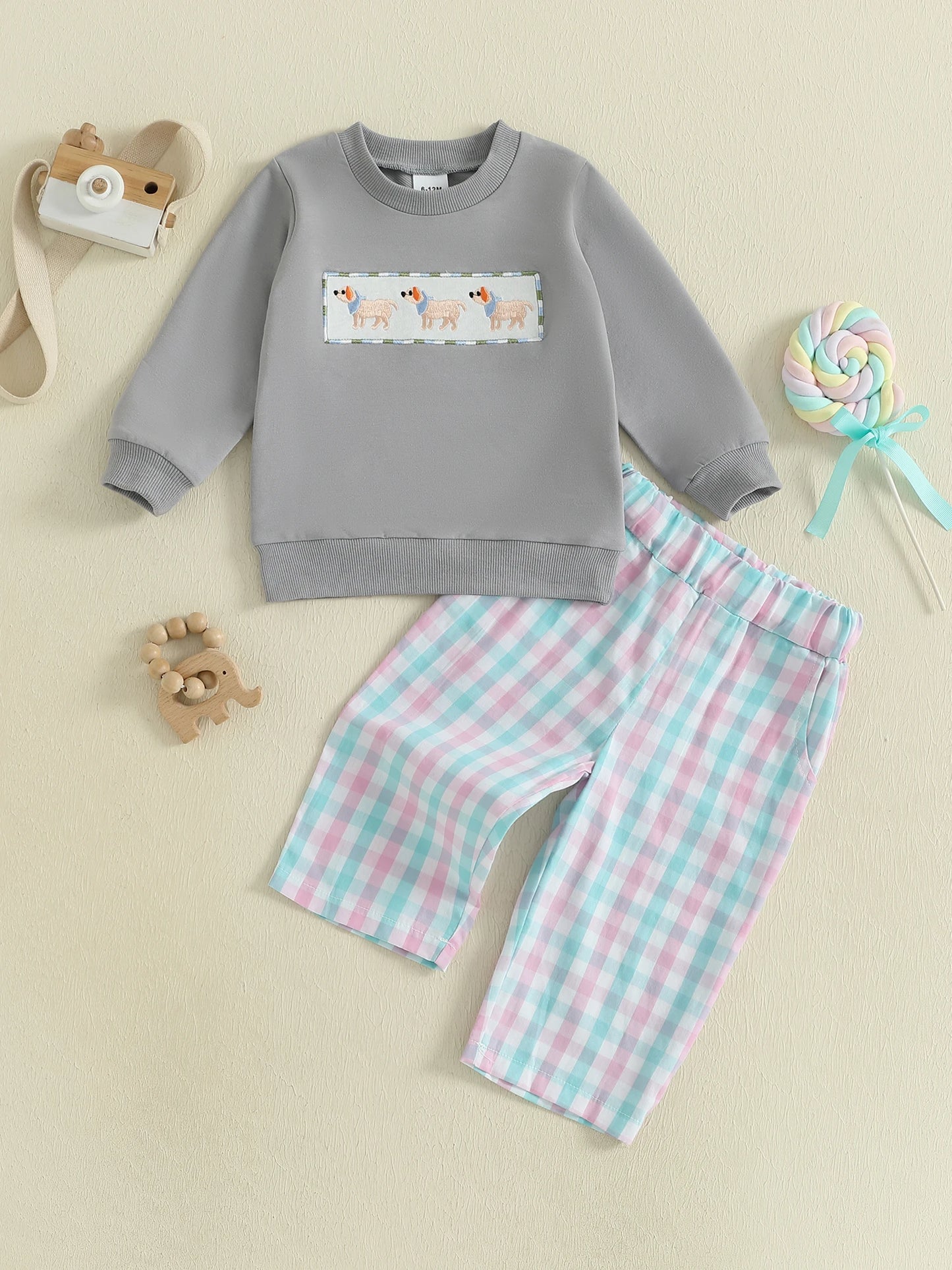 2Pcs Baby Girl Winter Outfit Long Sleeve Hooded Bear Print Jacket with Fleece Lined Leggings Set for Cold Weather