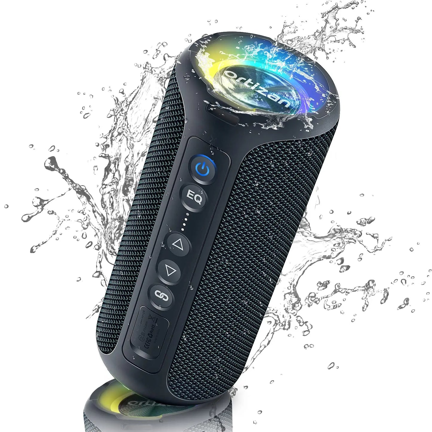 Ortizan 40W Loud Sound Speakers - IPX7 Waterproof, Portable Wireless Stereo Speaker, Dual Pairing, Deep Bass, LED Light