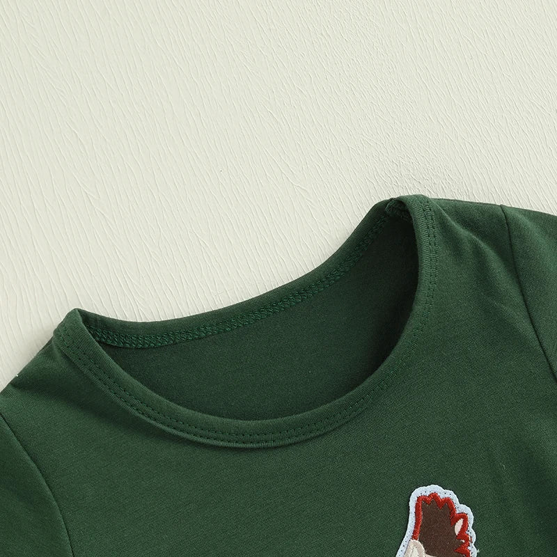 Toddler Boys Casual Outfits Cute Animal Print Short Sleeves T-Shirt and Elastic Denim Shorts Set for Summer Wear