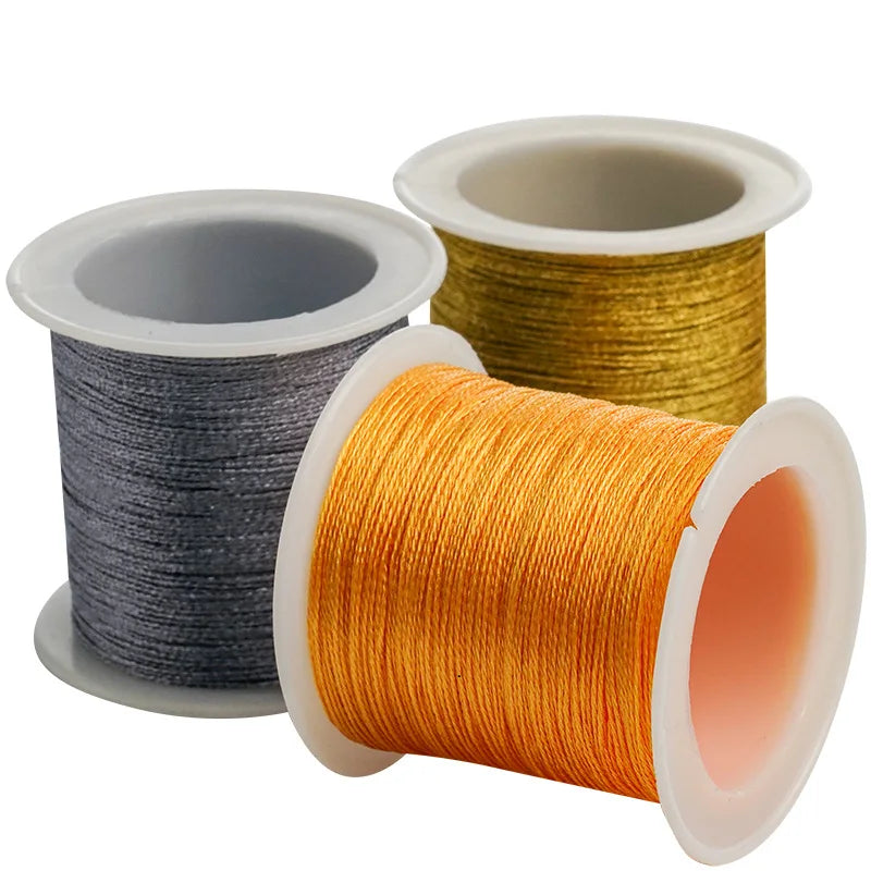 0.4mm 50m Nylon Gold Silver Thread Jewelry Cord Wire For DIY Bracelet Beading Making Needlework Material Craft Accessory Supply