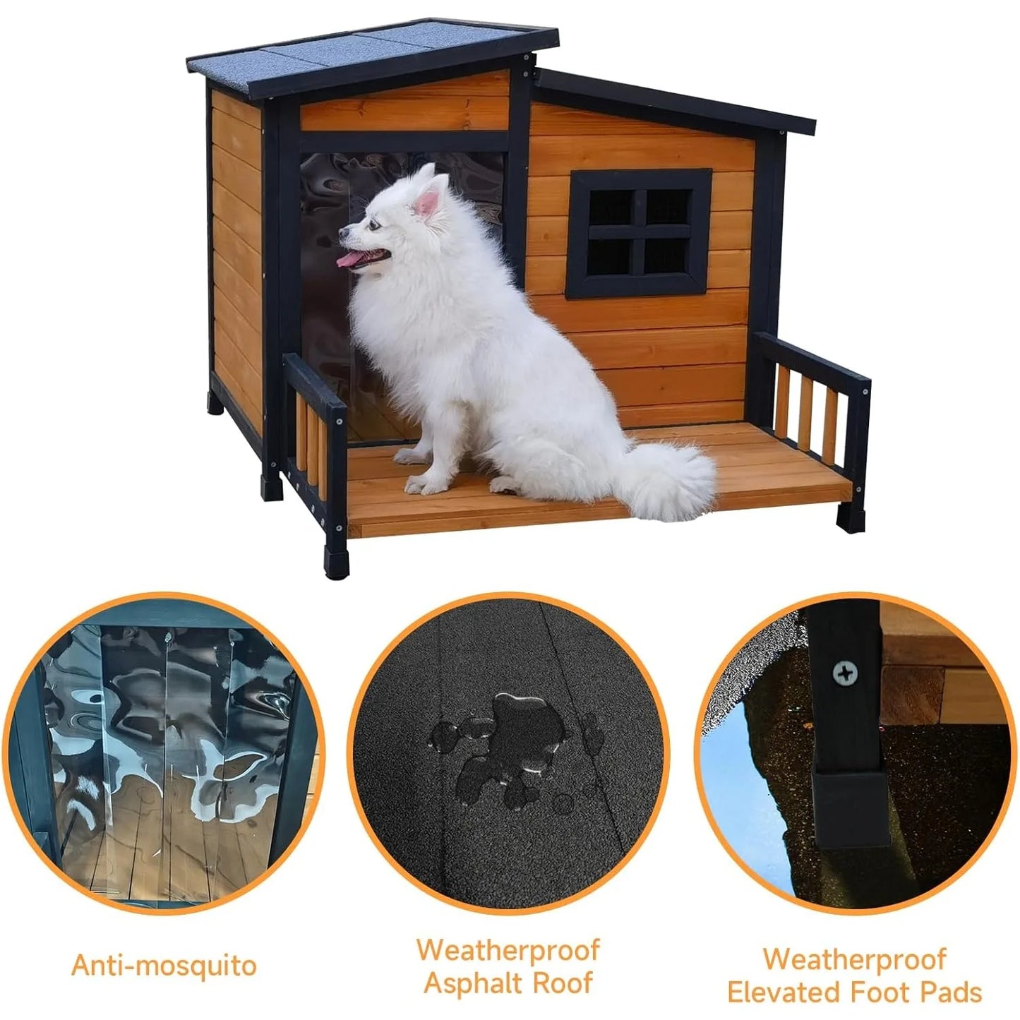 Outdoor Dog House,Wood Warm Pets Home,Insulated Wearproof Outside Shelter  Elevated Floor,Easy to Assemble