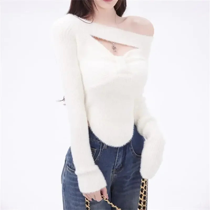 2025 Spring Elegant Pullover Women Casual Solid Korean Style Long Sleeve Knitted Sweater Sweet Soft Sweater Female Y2K Crop Tops