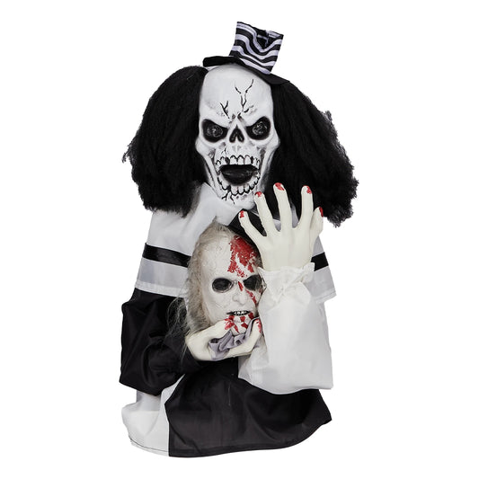 1.8ft Halloween Decoration Scary Clown, Sound-Actived Party Decor with Creepy Sound , Scary Haunted House Props