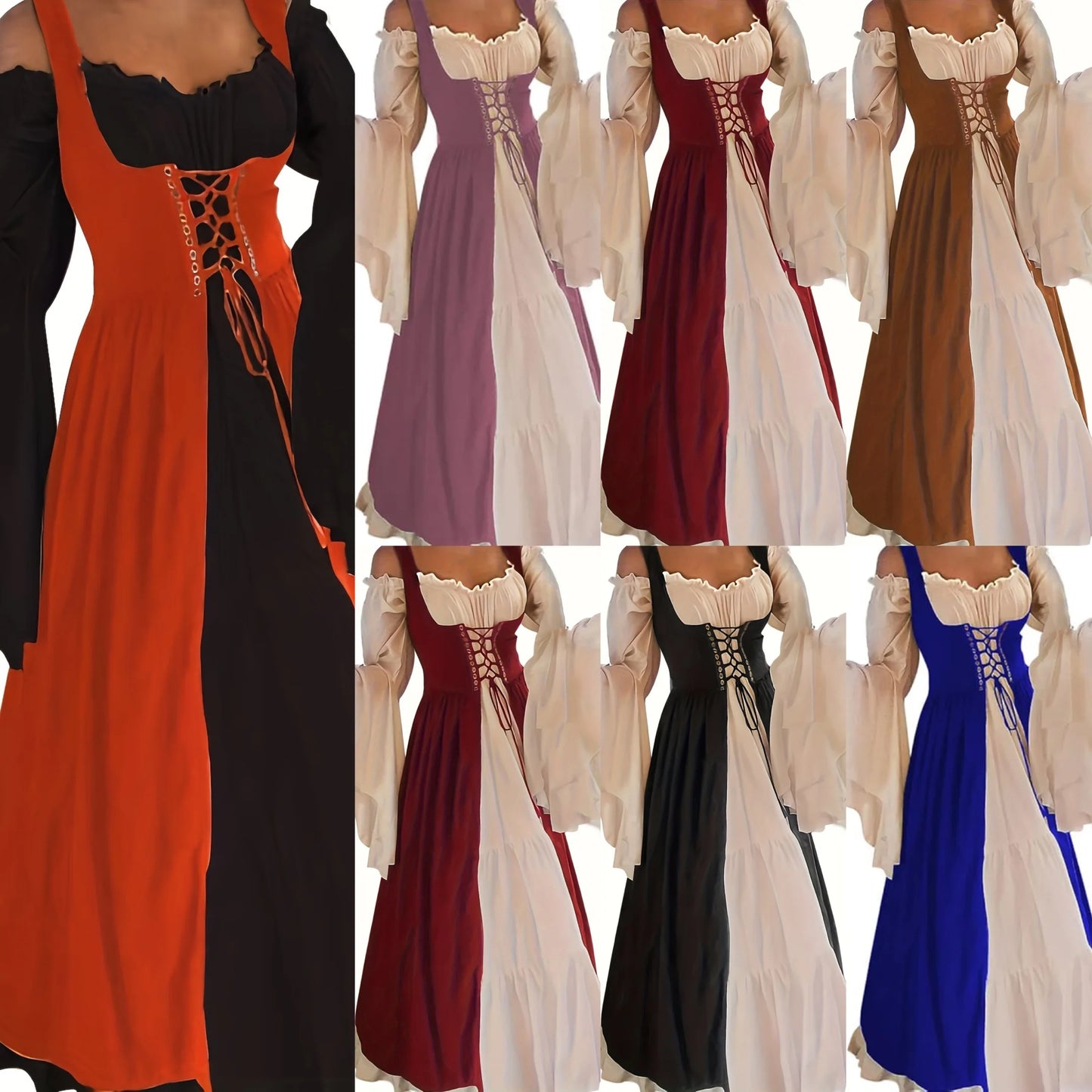 Womens's Medieval Renaissance Costume Cosplay Over Dress