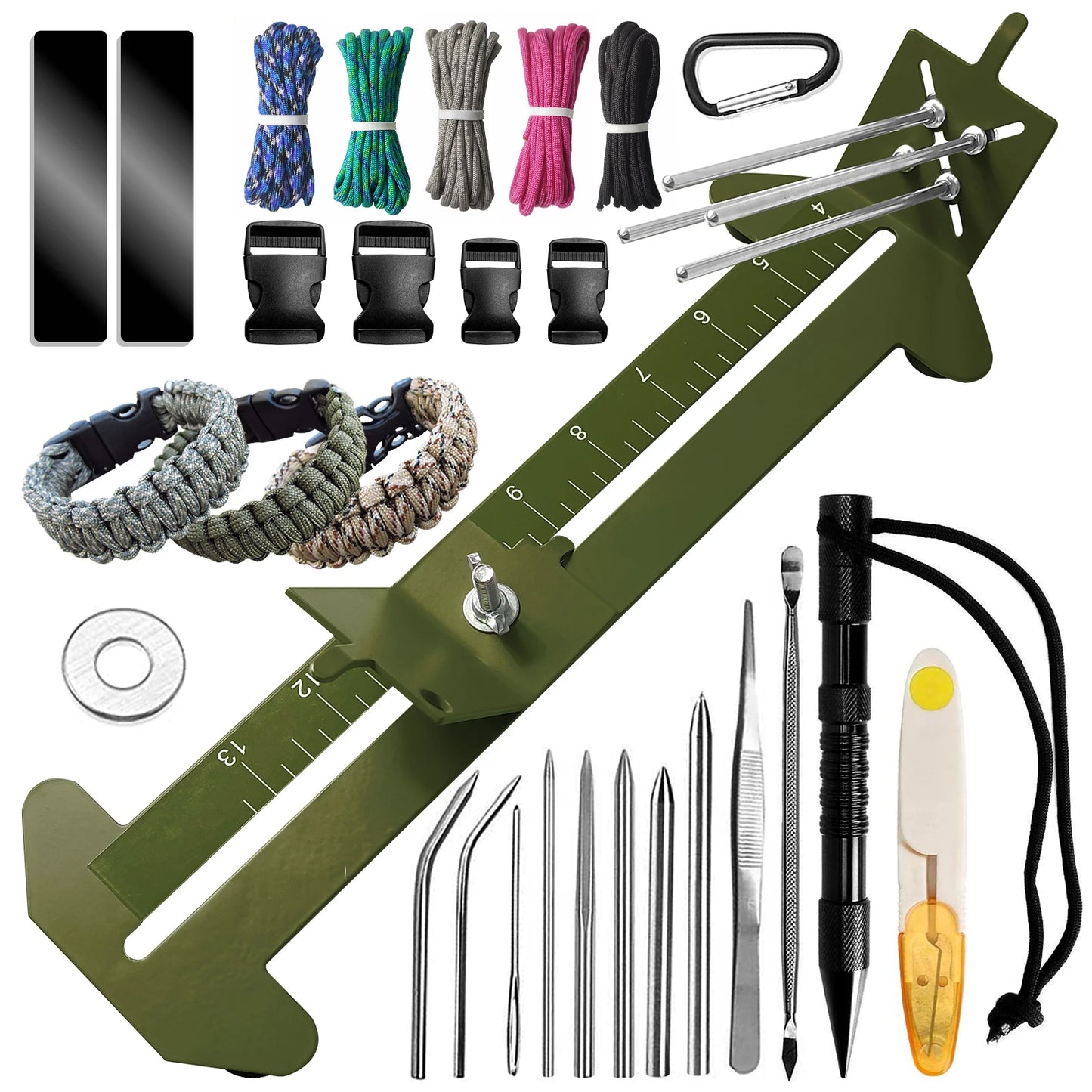 Paracord Bracelet Kit with Marlin Spike Tool Kit, Survival Bracelet Making Jig, Adjustable Length Jig Bracelet Maker for DIY