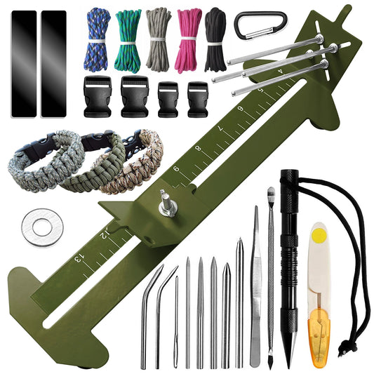 Paracord Bracelet Kit with Marlin Spike Tool Kit, Survival Bracelet Making Jig, Adjustable Length Jig Bracelet Maker for DIY