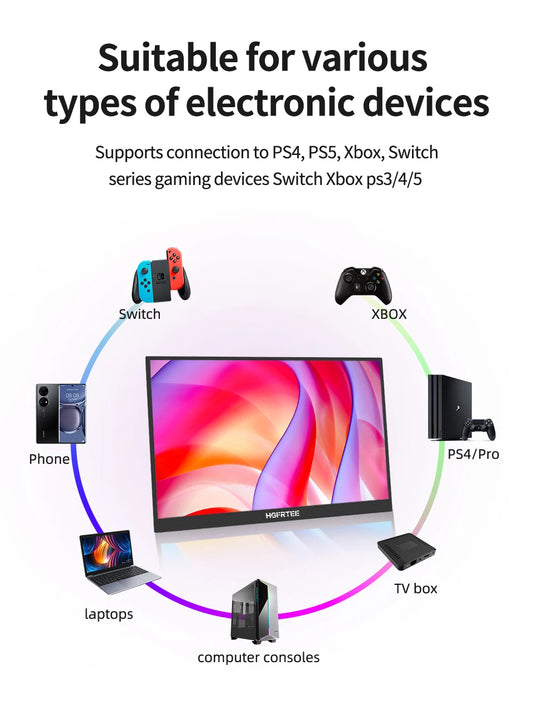 14.1 inch Portable Monitor 10-Point Touchscreen 100%sRGB 1200P IPS Second External Screen for Laptop Phone Mac Xbox Switch PS4/5