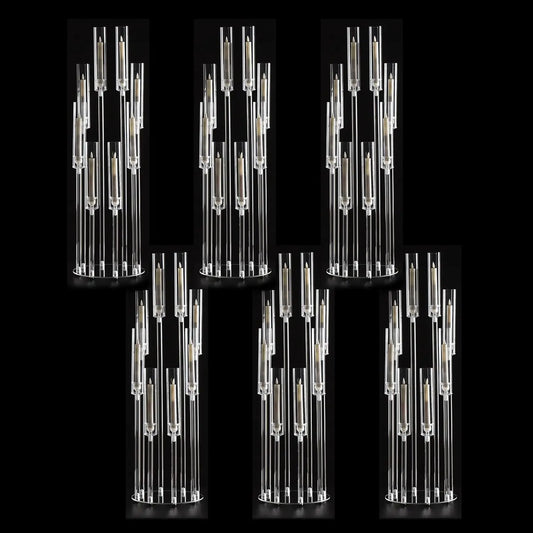 6PCS Clear Candelabra Centerpiece for Wedding 8 Arm Acrylic 38.5 Tall Floor Candle Holder for Birthday Party Decor