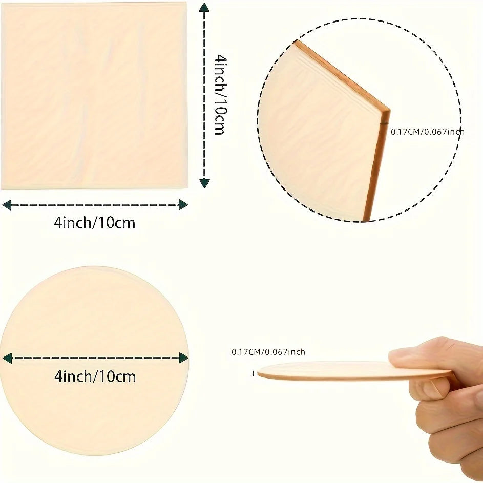 100 Pcs Wood Pieces 4 x 4 Inch Blank Wooden Slices Wood Chips for Home Decoration Wooden Coasters and DIY Crafts