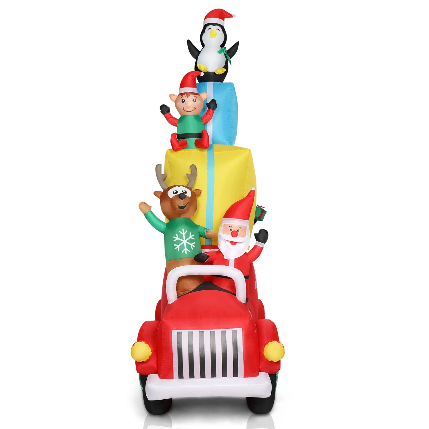 12ft 24W 12pcs LED Lights Santa Claus Driving With Gifts Garden Santa Claus Decoration