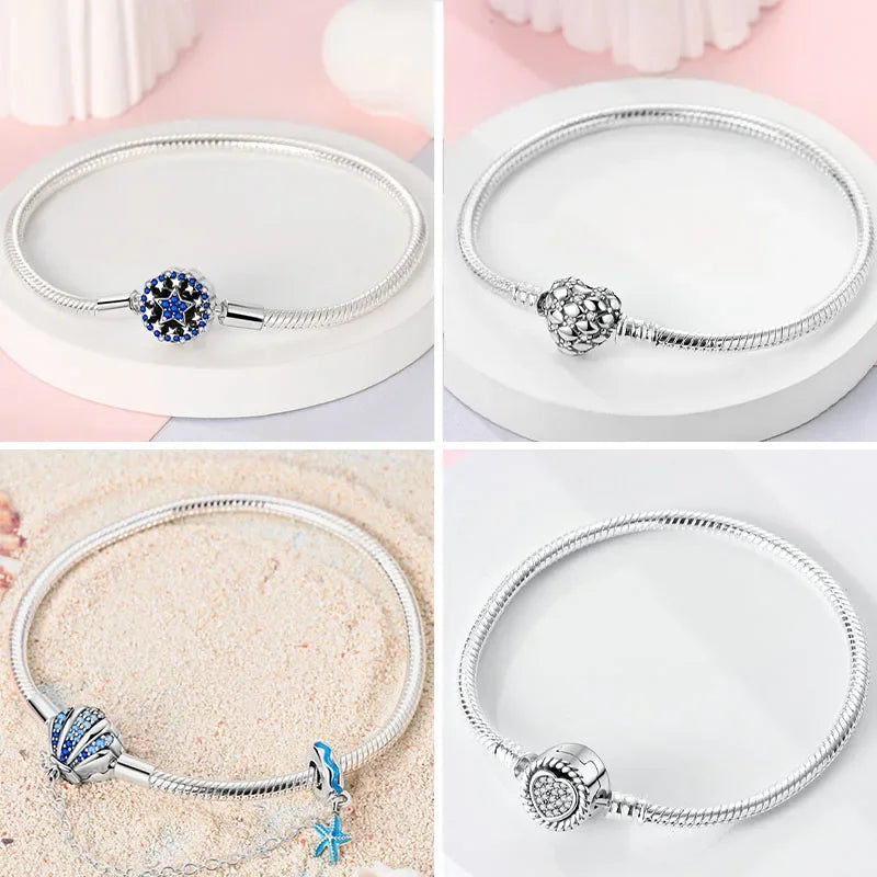 Pulsera Original de Plata de Ley 925 para Mujer – Diseño Corazón y Mariposa, Compatible con Pulsera Original