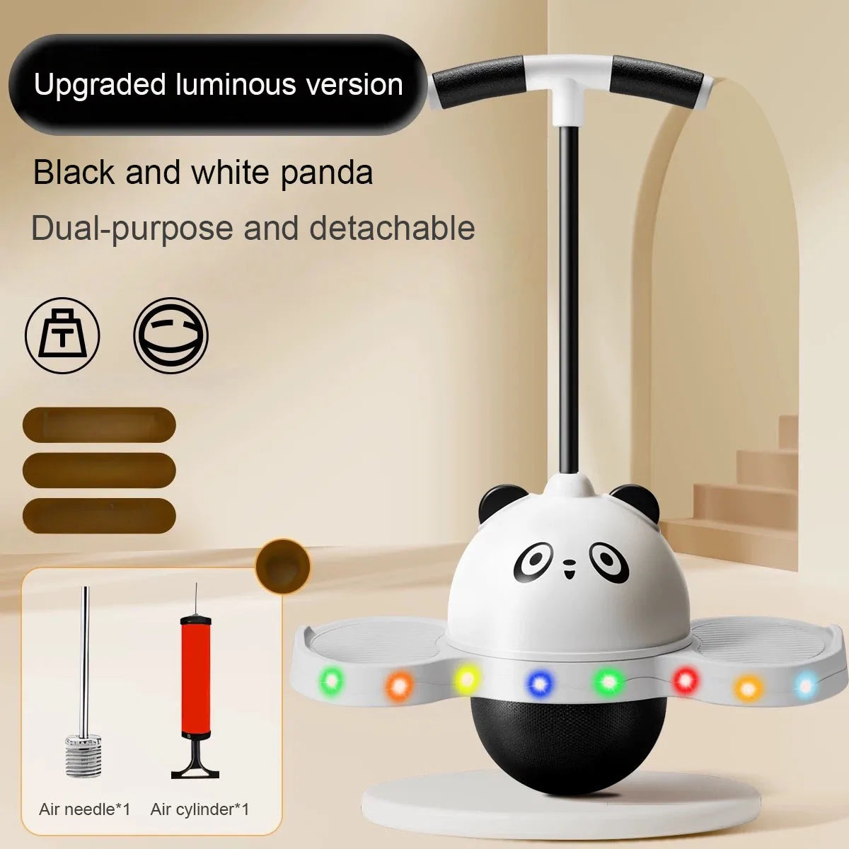 LED illuminated bouncing ball - a fun balance and coordination toy suitable for both children and adults. Pink/black plastic bou