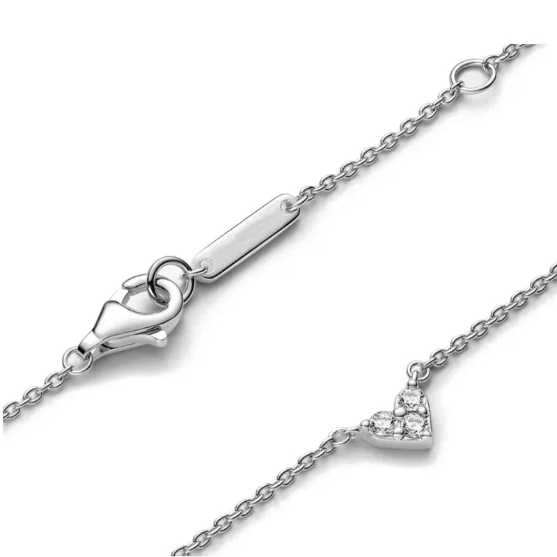 Collar de Plata 925 Nuevo: Corazón + Lazo Cuadrado de Árbol de la Vida – Exquisito Regalo de Joyería de Alta Calidad