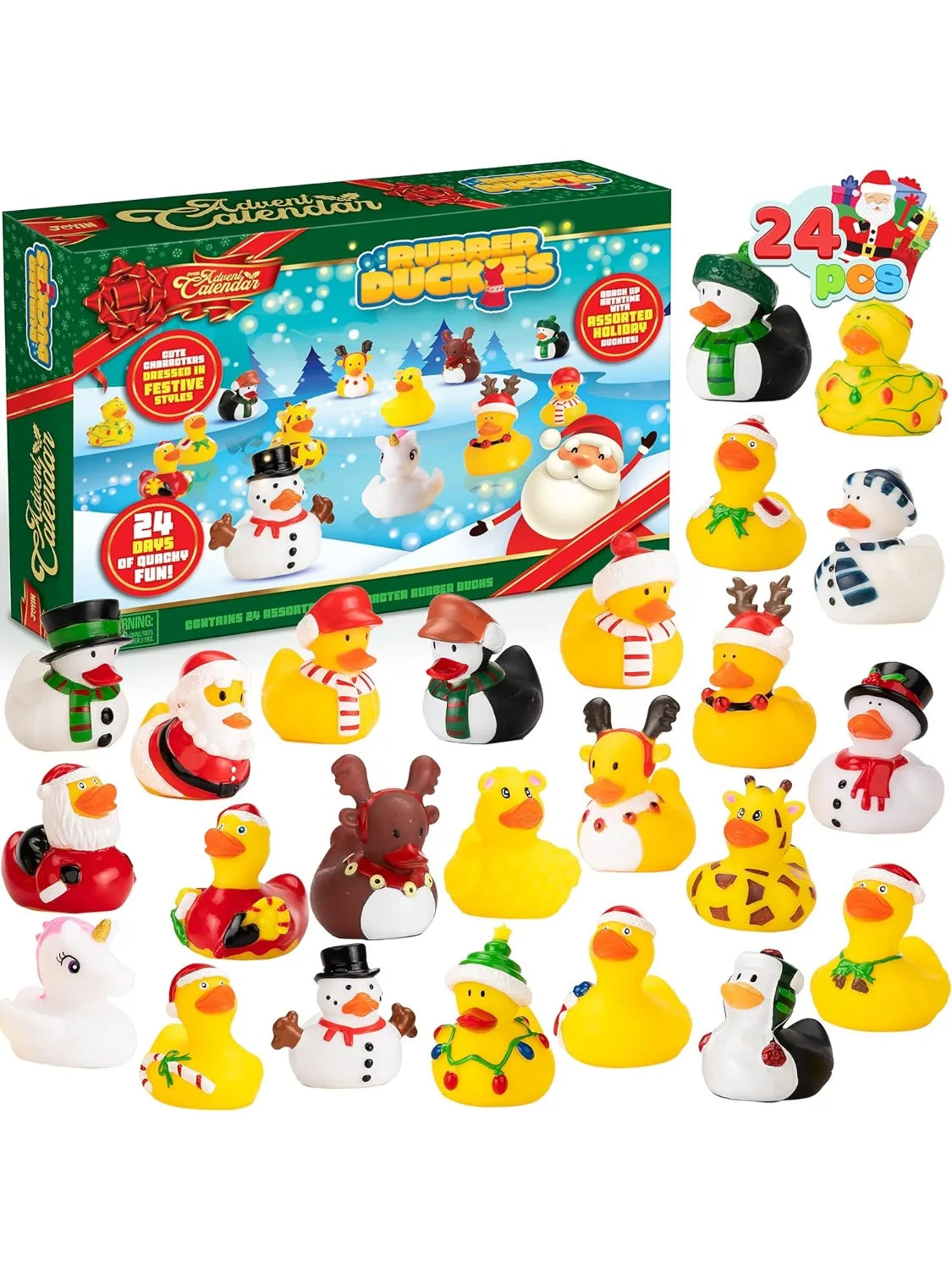 JOYFY 2025 Christmas Advent Calendar Ducks 24 Days Countdown Rubber Ducks for Boys Girls Toddlers Kids Xmas Party Favor Gifts