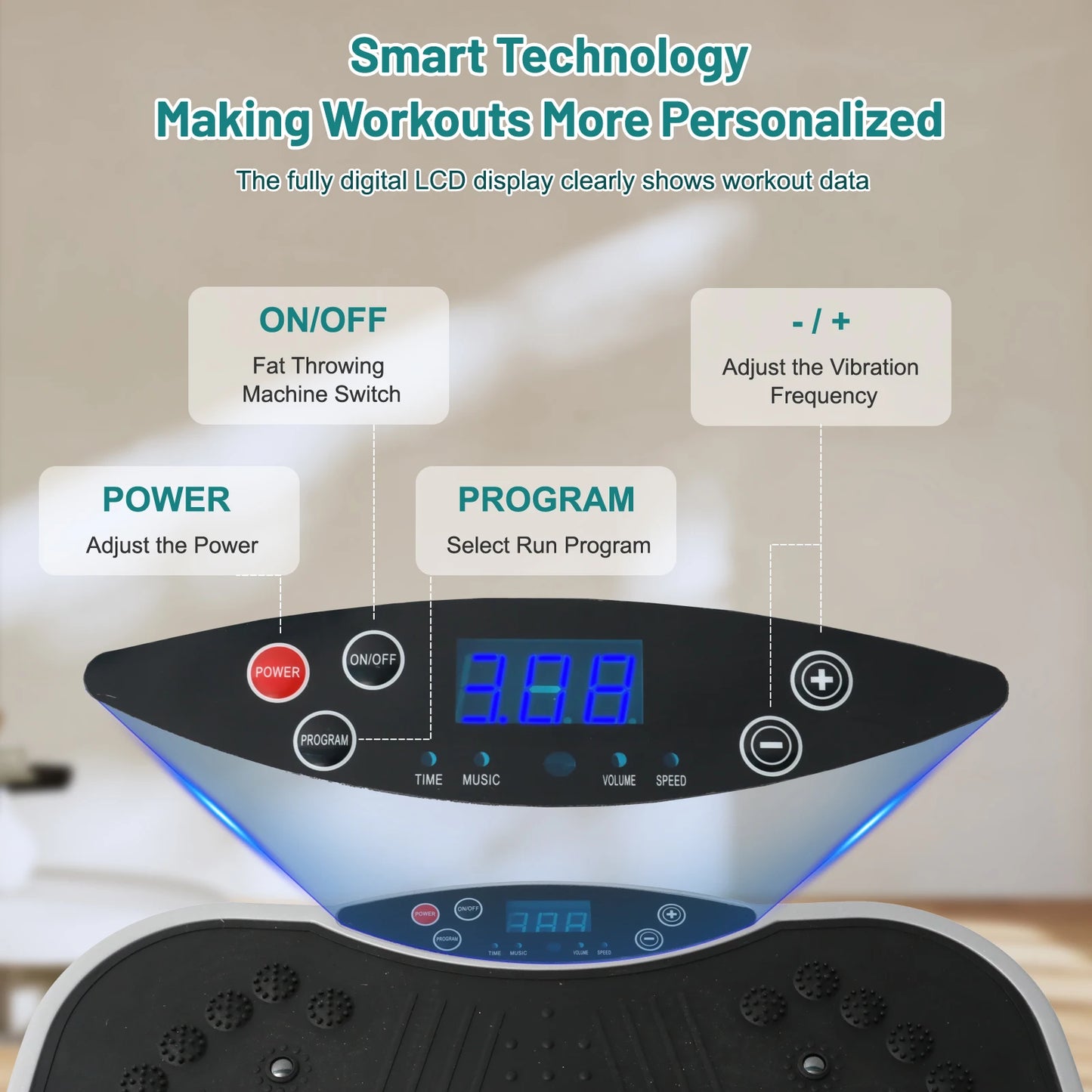 Vibration Plate Exercise Machine Portable Fat-Burning Machine Weight Loss 220 lbs Full-Body Workout Shaker BT Remote Control