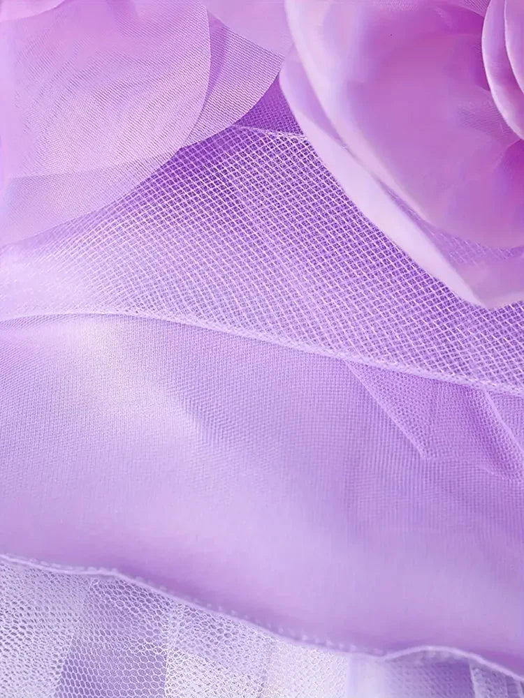 Girls Princess Dress Luxury Elegant Lilac Sleeveless Party Evening Dresses Kids Wedding Birthday Ball Gown For Girl Children