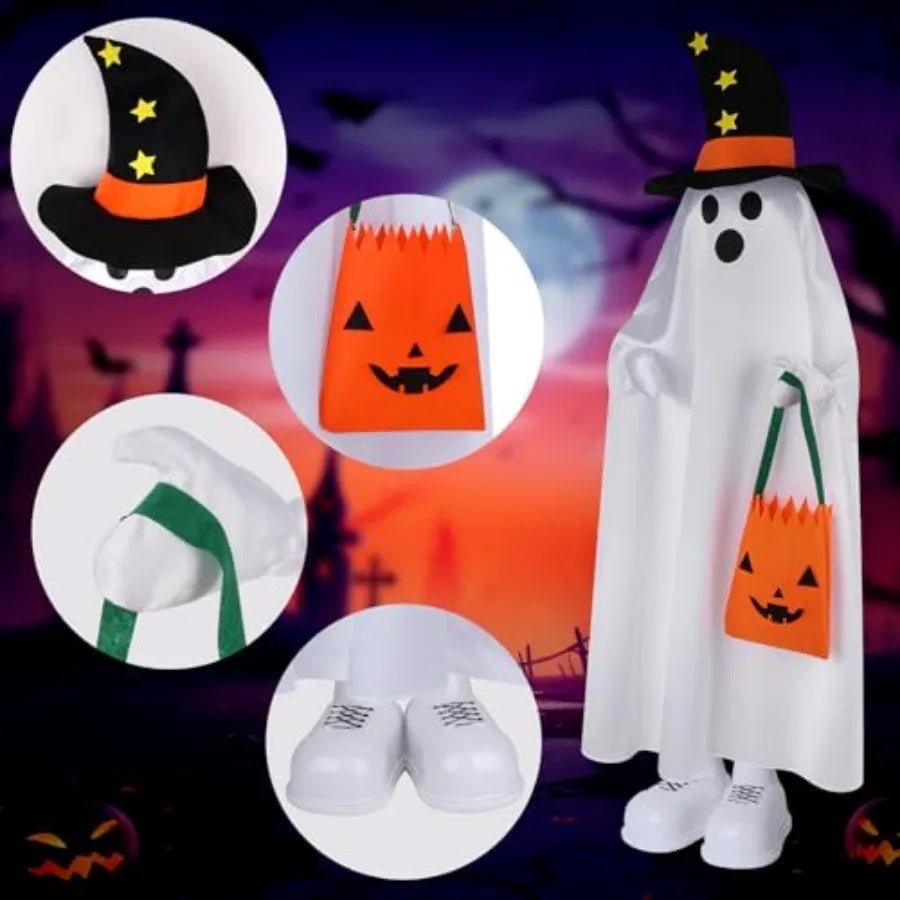 Halloween Decorations Light Up Ghost 40 Inch Trick or Treat Jack O Lantern Candy Pocket Porch Outdoor Decoration Halloween Deco
