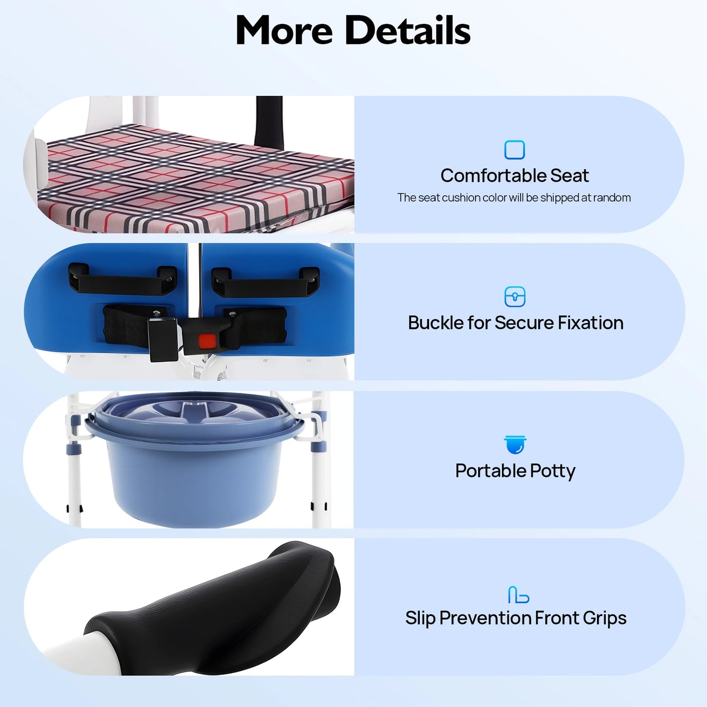 Hydraulic Patient Lifting Wheelchair 198.4lbs Load Portable Potty Transport Wheelchair 16.5-24in Adjustable Height 180° Backrest