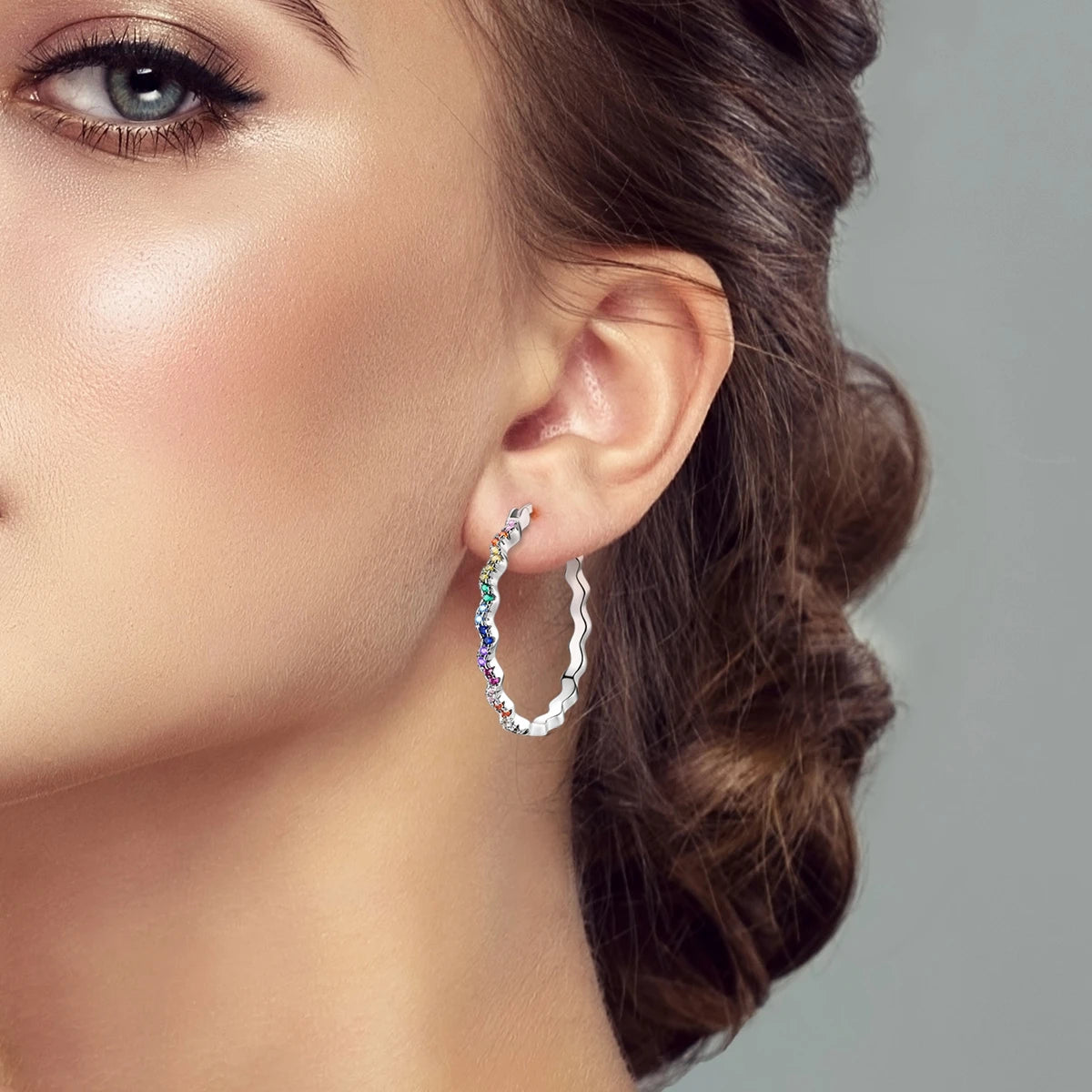 925 Sterling Silver Colorful And Minimalist Series Jewelry Fashion Zircon Circle Hoop Earrings For Women Jewelry Exquisite Gifts