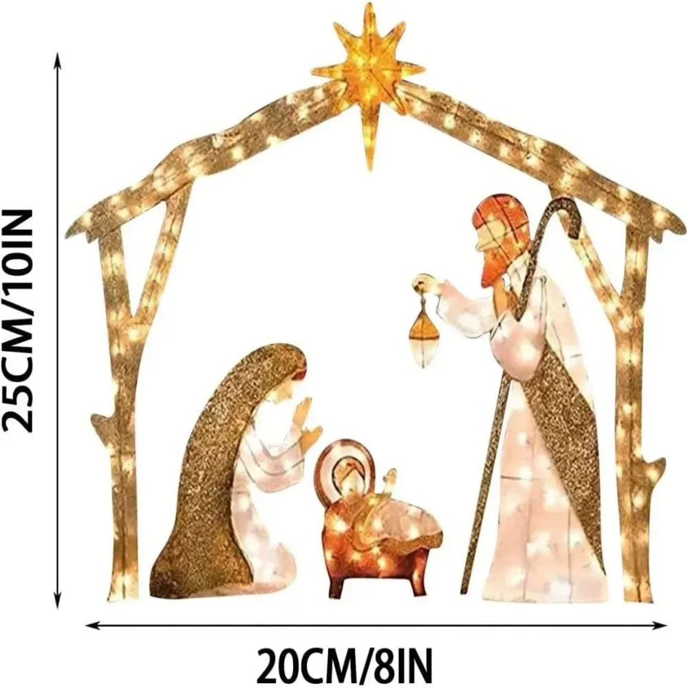 5.5FT Lighted Outdoor Nativity Scene - Waterproof LED Christmas Yard Decoration with Holy Family Manger Display